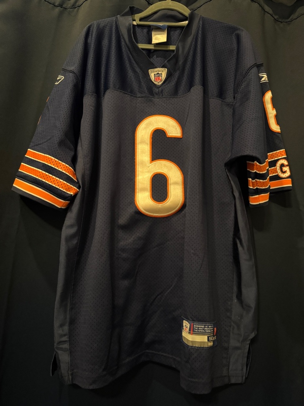 Chicago Bears Jay Cutler # 6 Navy Football Jersey with Orange Accents